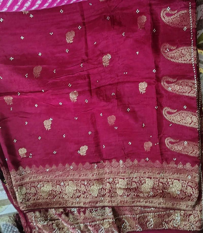 new pure dola burnt red  Silk Saree