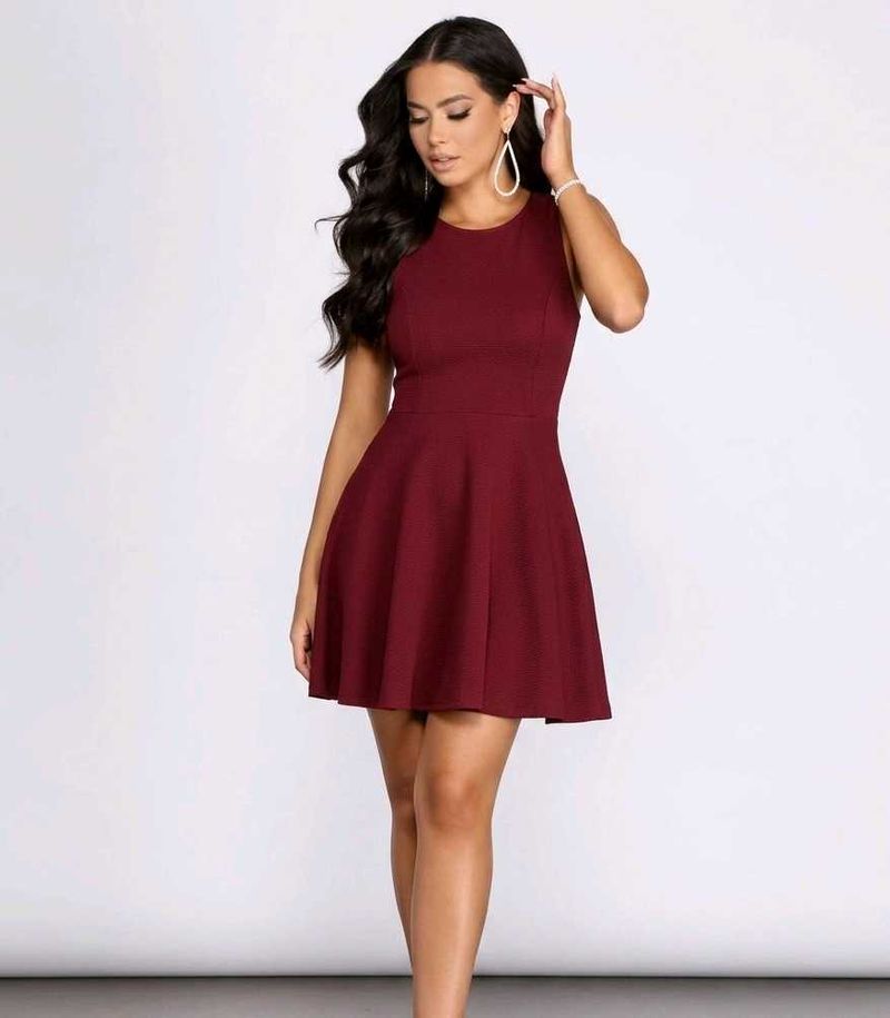 Chic Burgundy Skater Dress