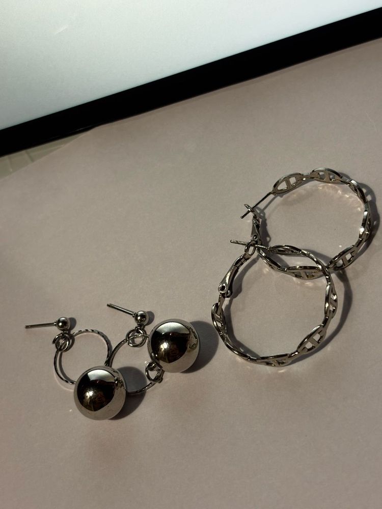 Chunky Ball &amp; Chain Hoop Earrings