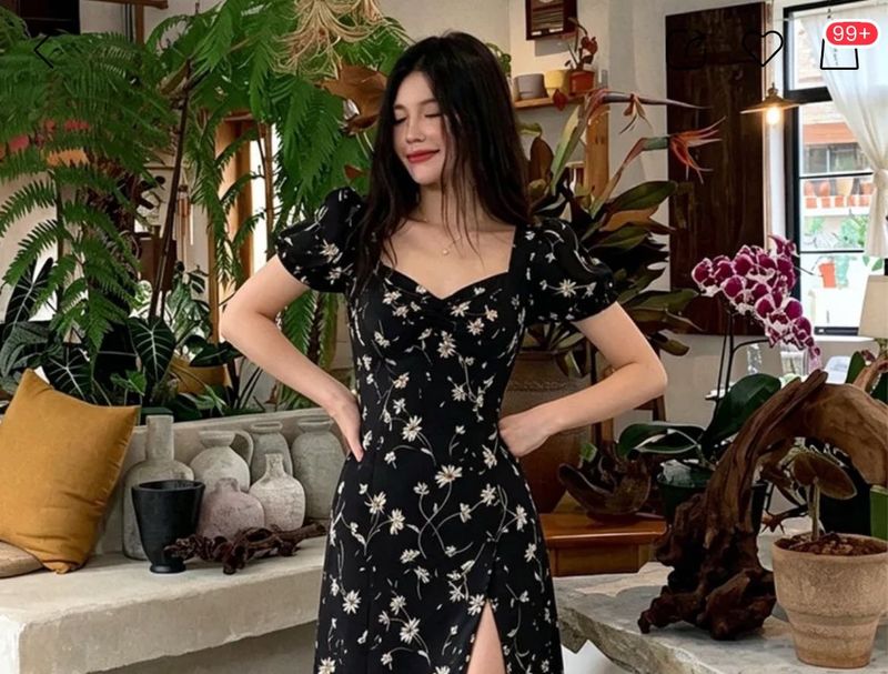 Chic Black Floral V-Neck dress