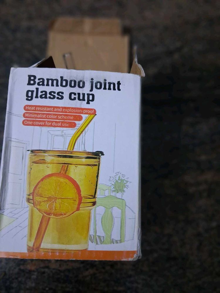 Bamboo Joint Glass Cup with Straw