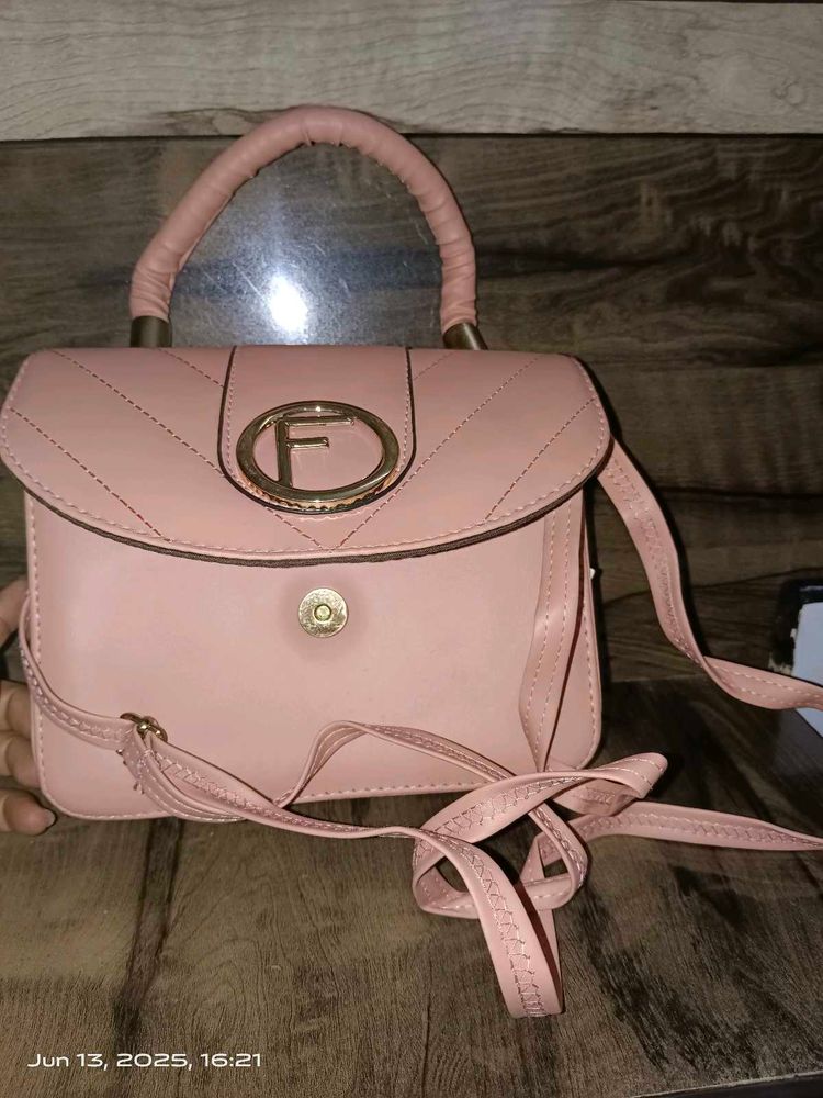 Blush Pink 'F' Logo Handle Bag