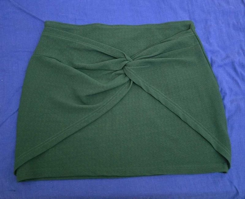 Green Knotted Mini Skirt