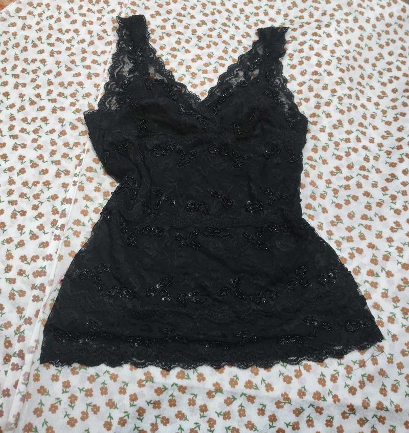 Elegant Black Lace Tank Top