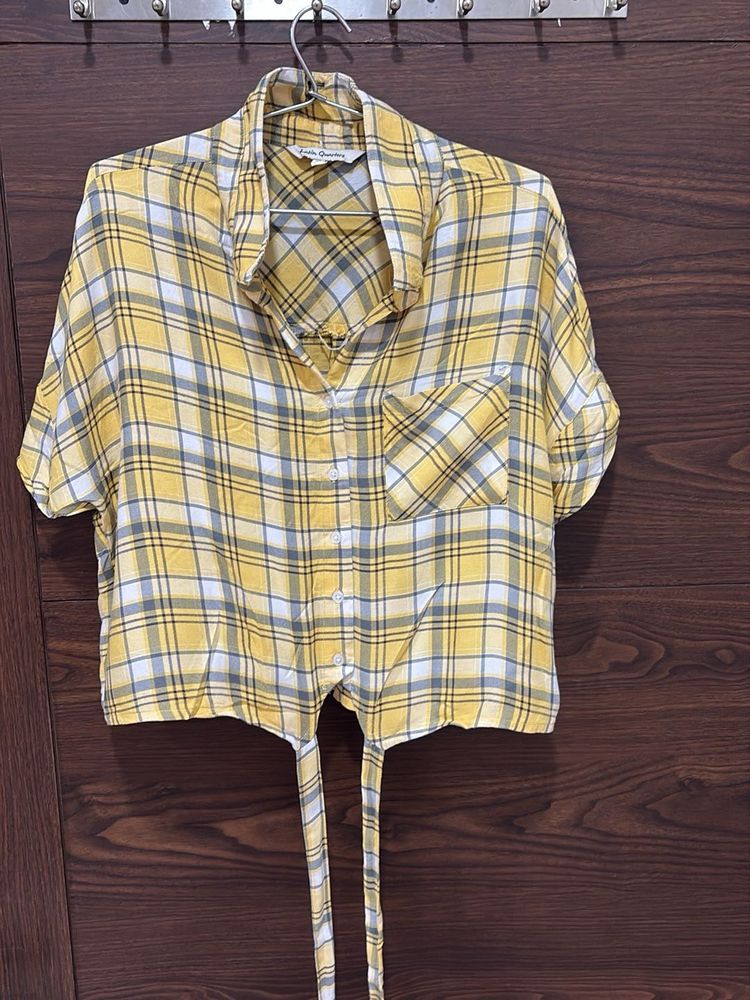 Plaid Tie-Front Top