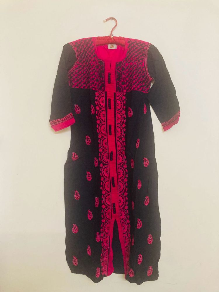 Ada Chickenkari Bright Pink Embroidered