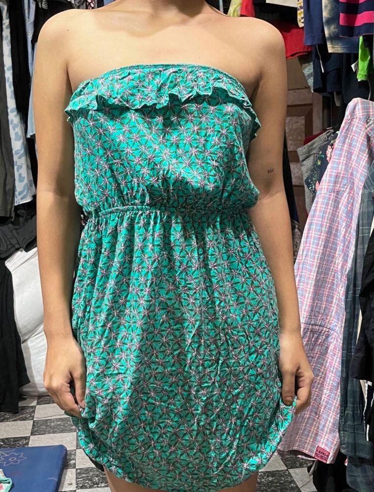 Green Strapless Mini Dress