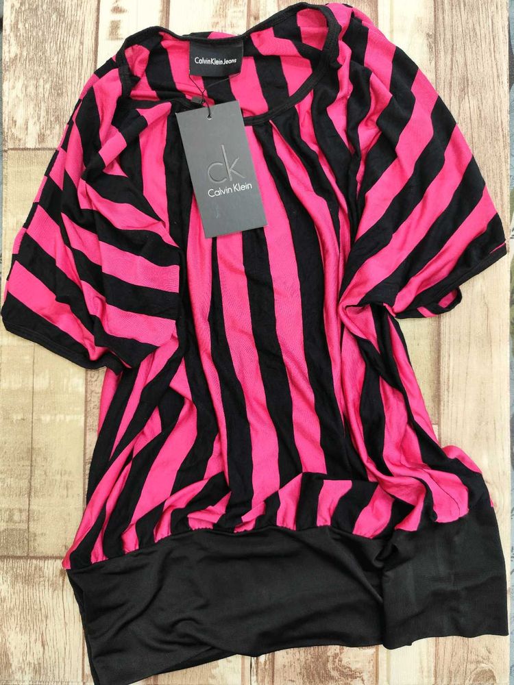 Calvin Klein Pink &amp; Black Striped Tunic Top