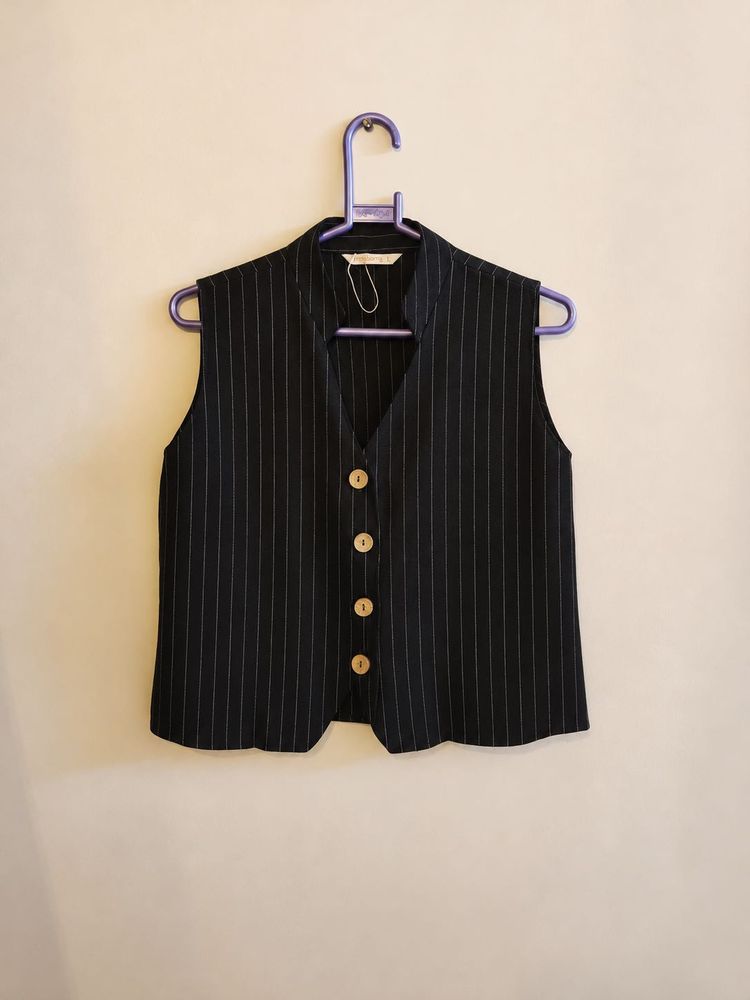 Pinstripe Sleeveless Vest