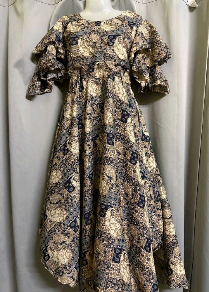 Bohemian Print Puff Sleeve Dress
