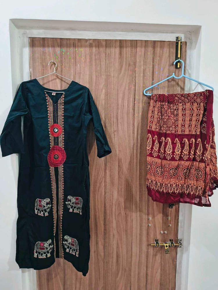 Embroidered Kurta with Dupatta