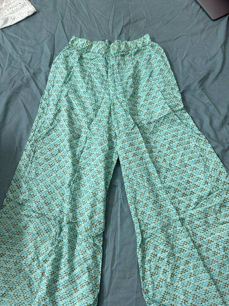 Beautiful Blue &amp; Brown Patterned Palazzo Pants