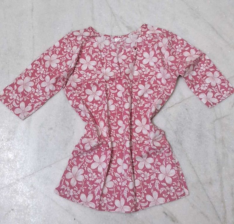 Pink Floral Print Kurta