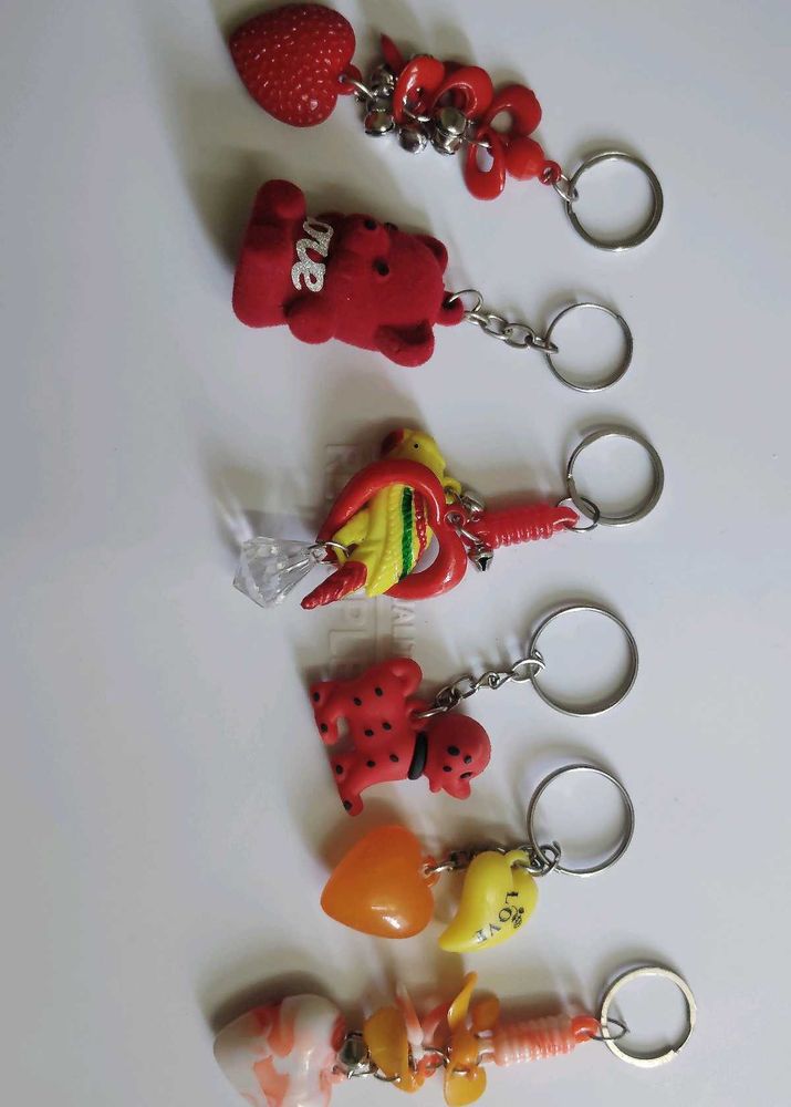 Cute Keychain Charms Set 6pcs