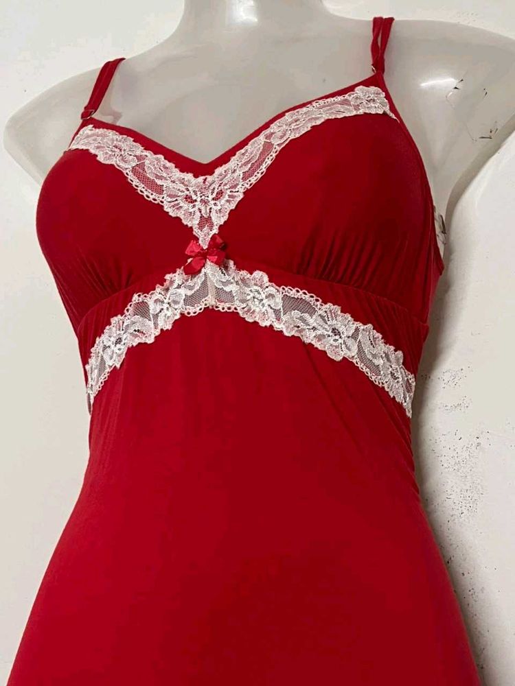 VICTORIA'S BRANDED Sexy Red Lace Trim Nightdress