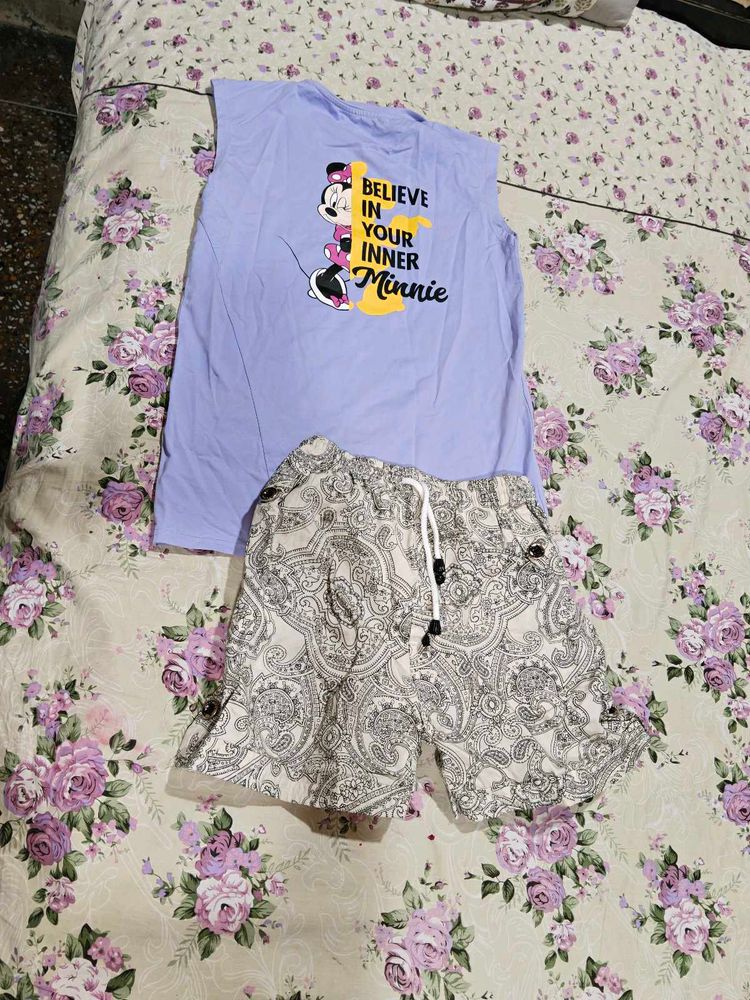 Cute Minnie Mouse Top &amp; Shorts Set