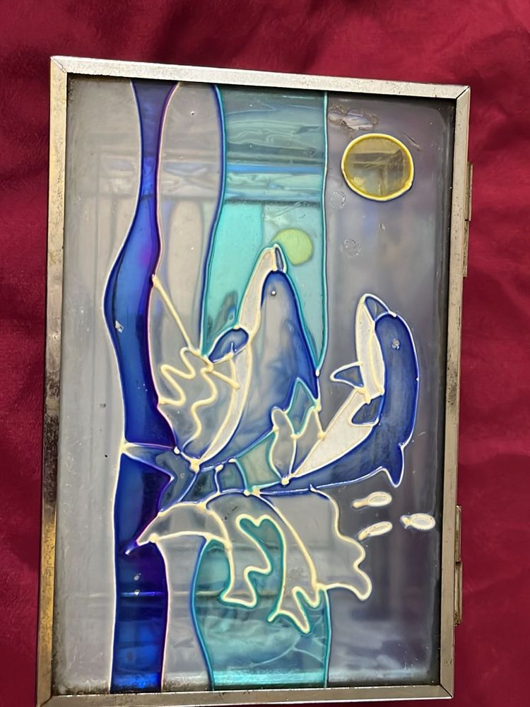 Diwali Gift - glass box Dolphin Themed handcrafted