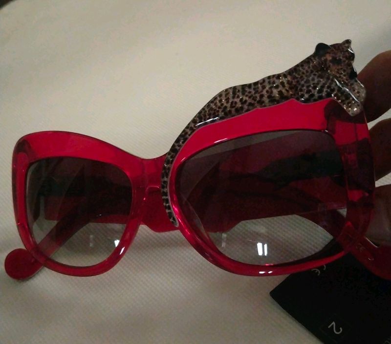 Bold Red Leopard Embellished Sunglasses