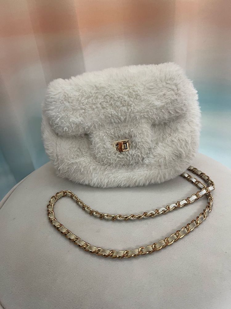 Fluffy White Crossbody Bag