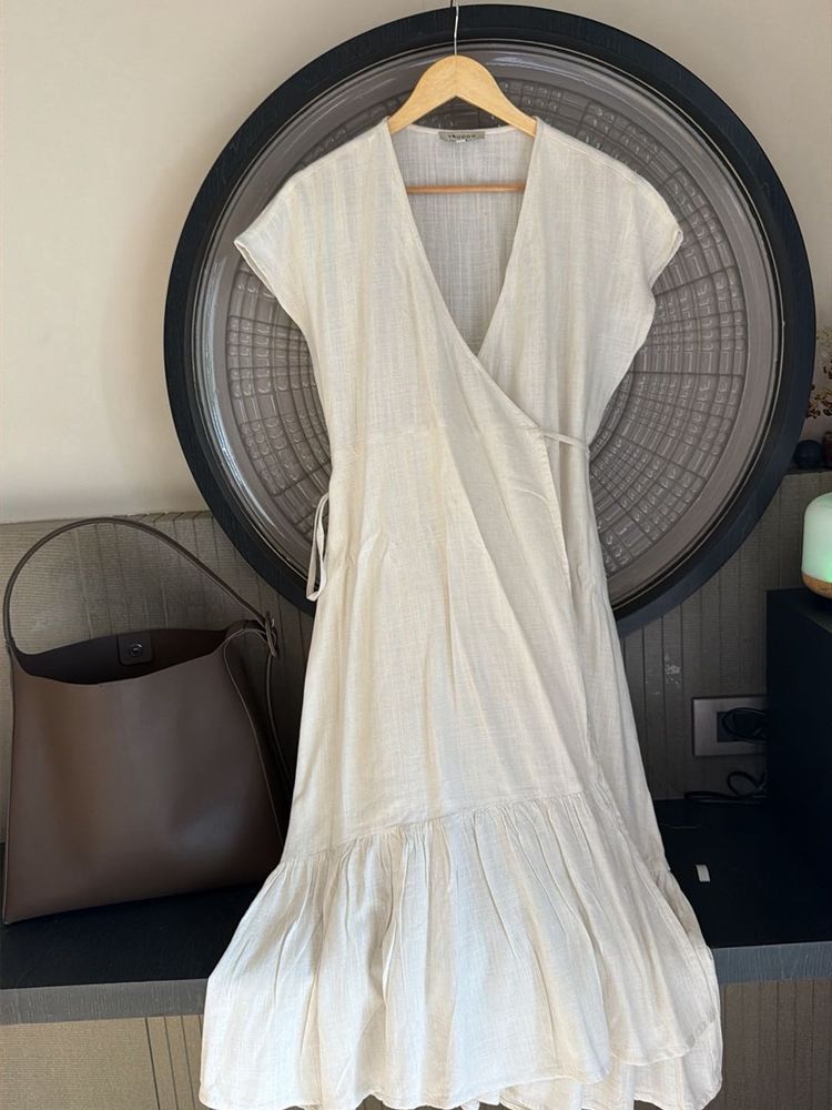 Elegant Linen Wrap Dress