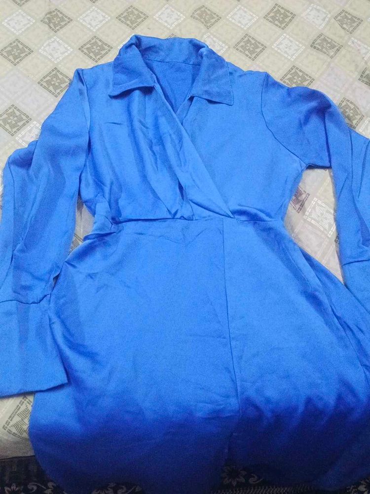 Chic Royal Blue Wrap Dress