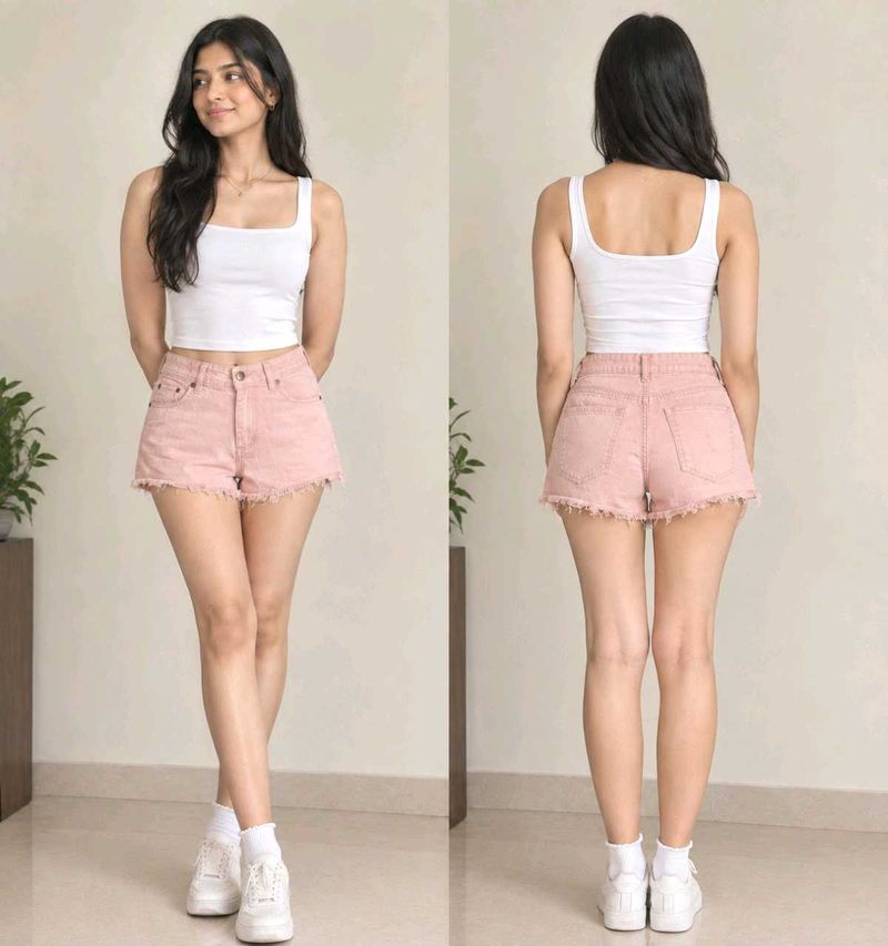 Cute Pink Denim Shorts