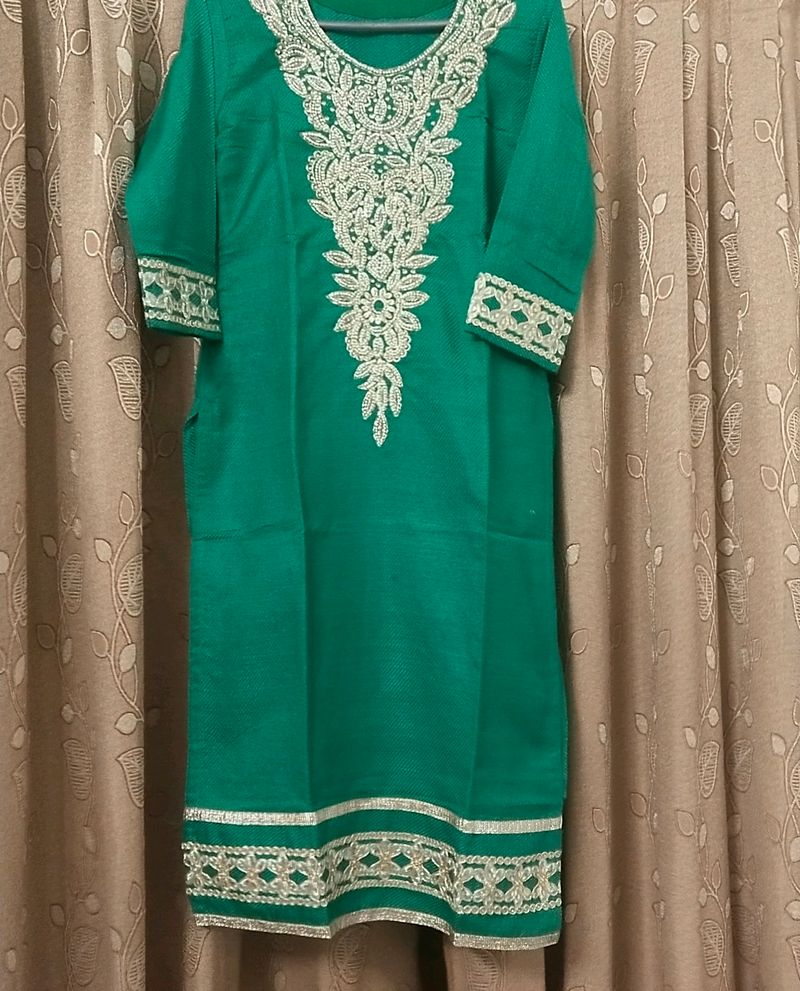 Boutique Emerald Green Embroidered Kurti