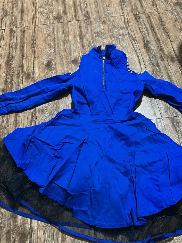 Blue Cold Shoulder Dress