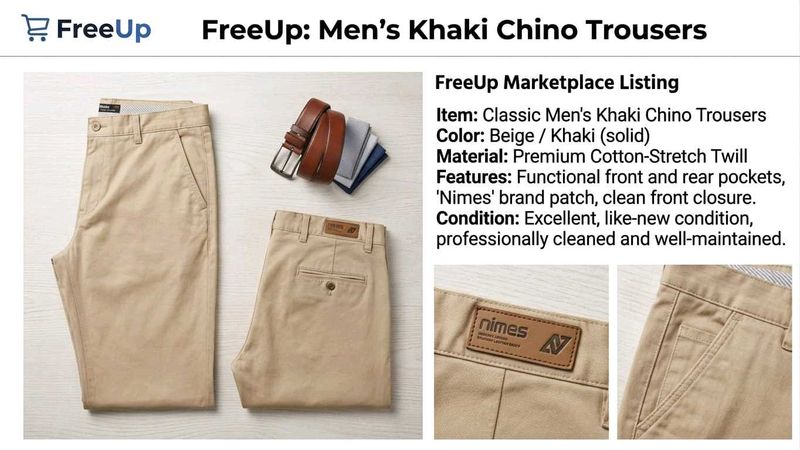 Men's Classic Khaki Chino Trousers