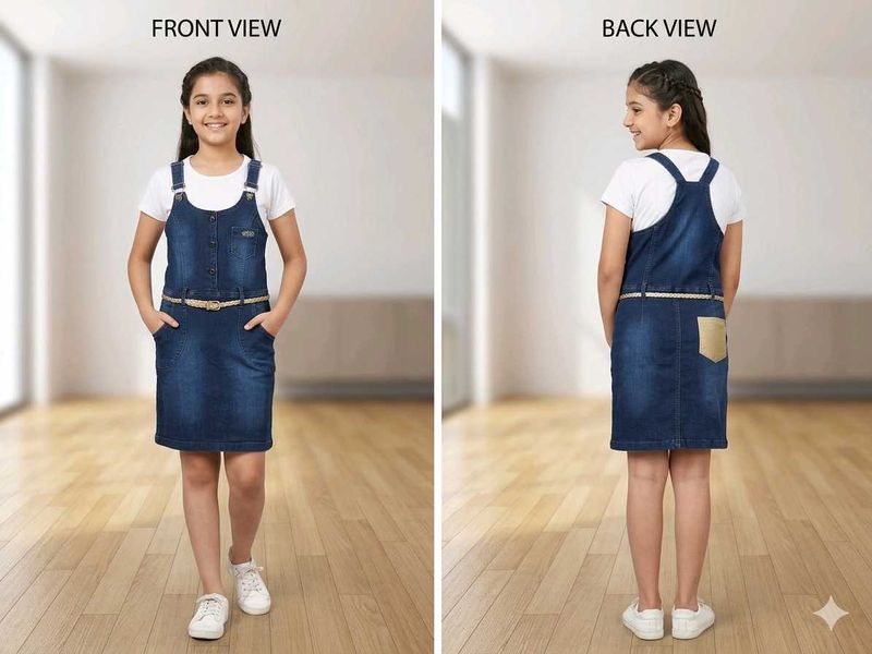 Girls Denim Pinafore Dress