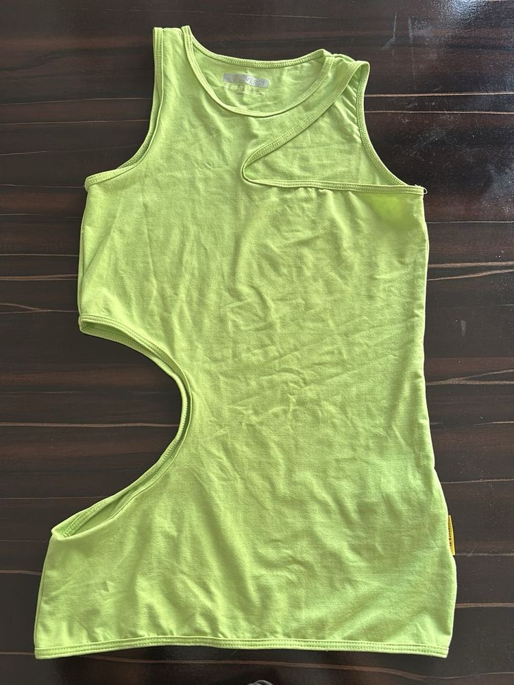 Lime Green Cutout Tank Top