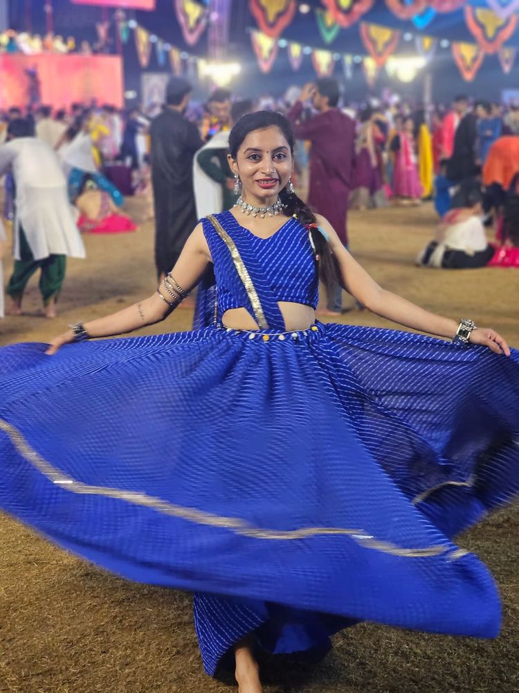 Vibrant Blue Leheriya Lehenga Choli Set