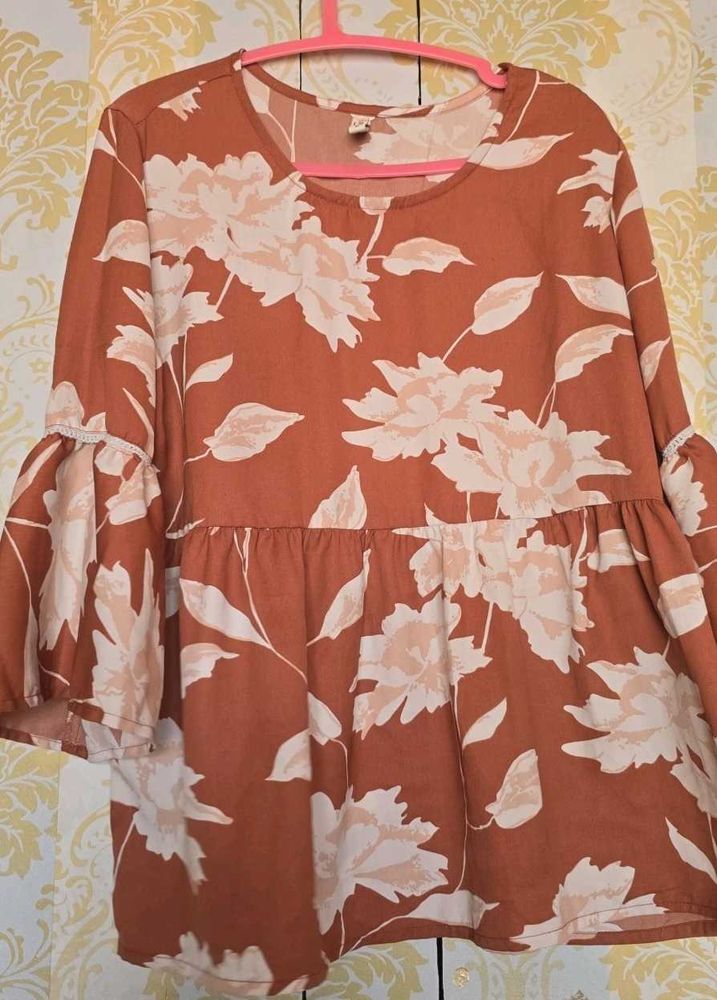 Boho Floral Bell Sleeve Tunic