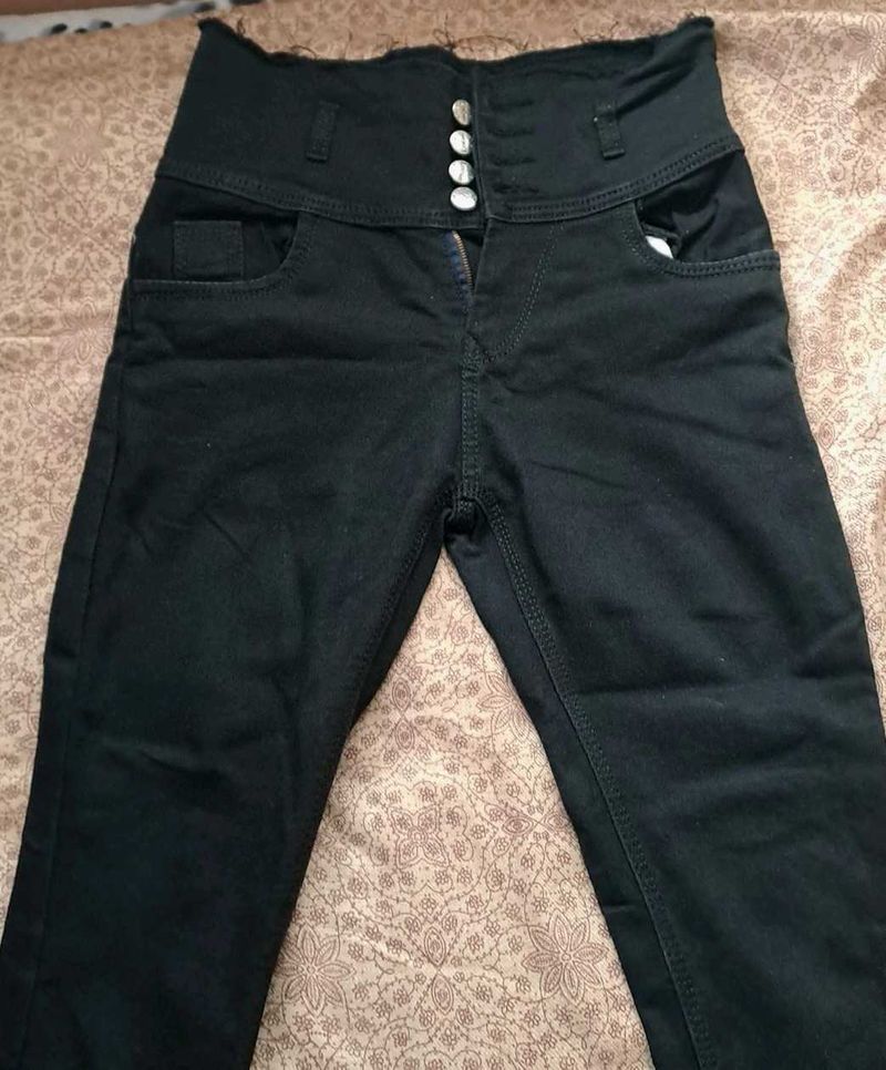 High-Waisted Button Front Jeans