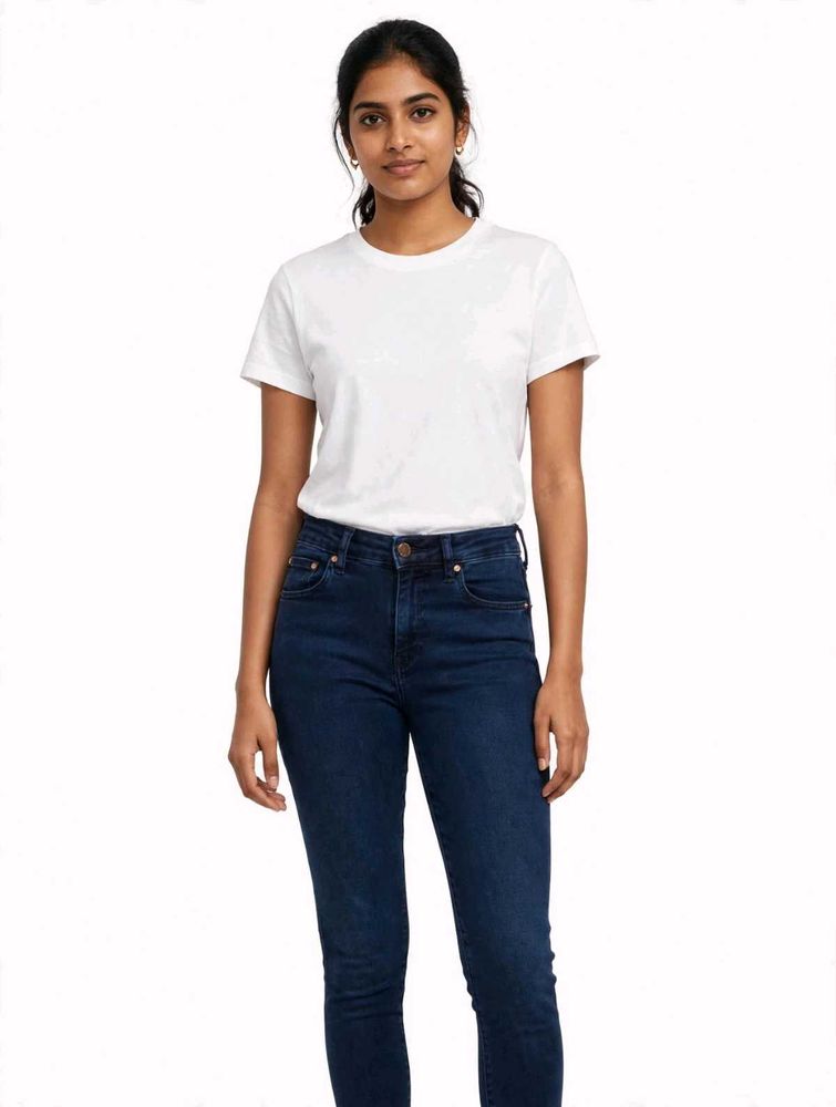 Women Dark Navy Blue High Waist Stretchable Skinny