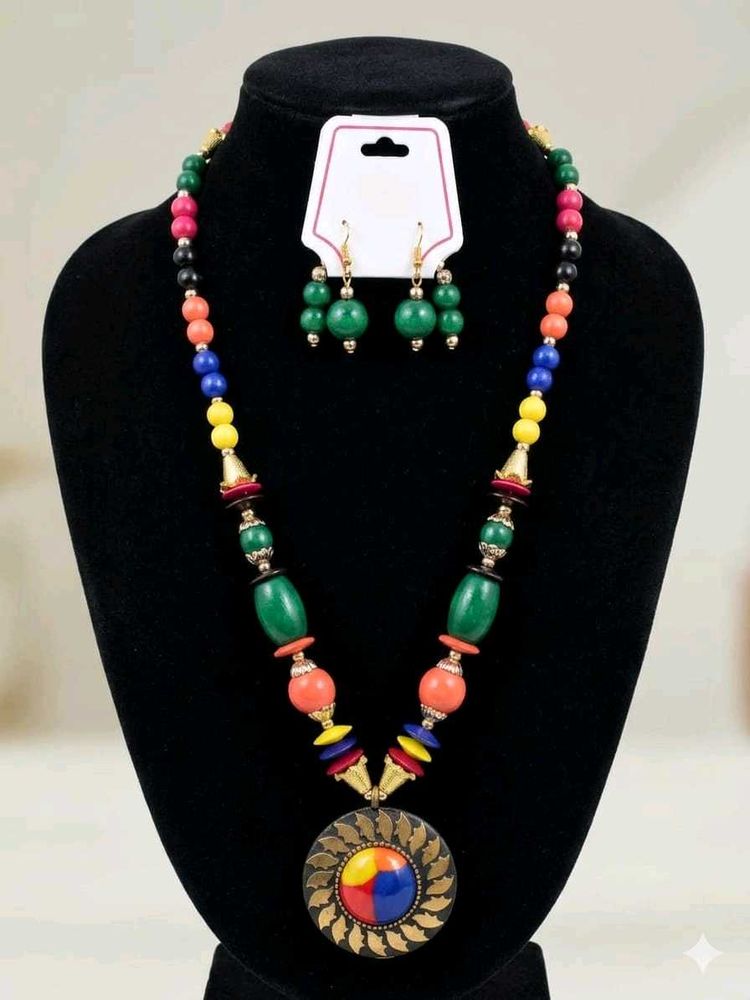 garba Boho  Beaded Necklace &amp; Earrings