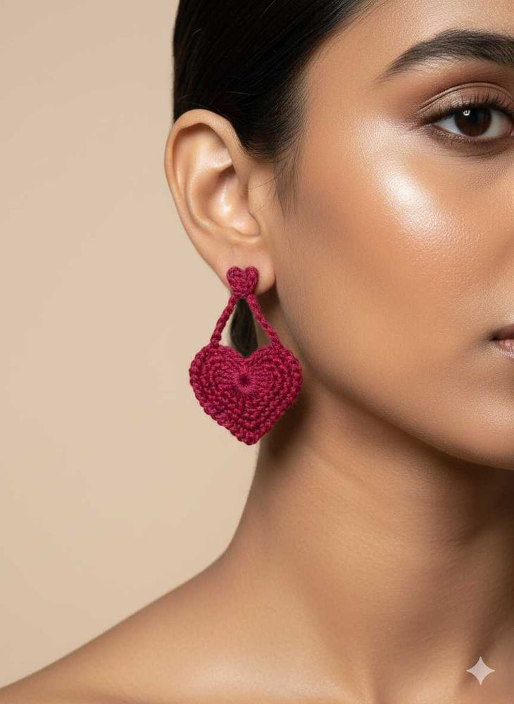 Heart Crochet Drop Earrings