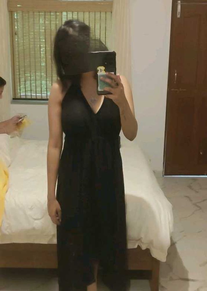 Elegant Black Halter Neck Maxi Dress