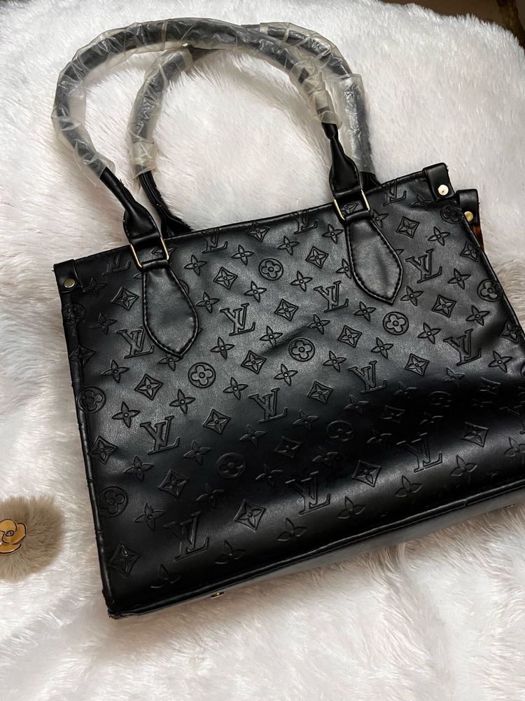 Embossed Black Handbag