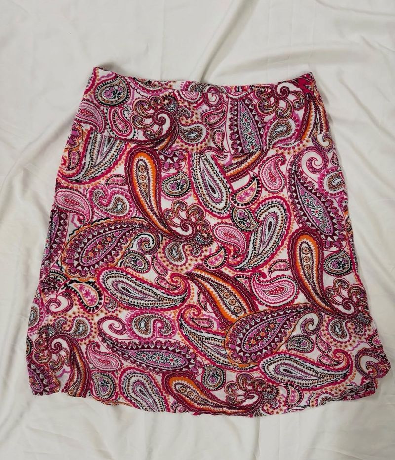 Boho Paisley Print A-Line Skirt