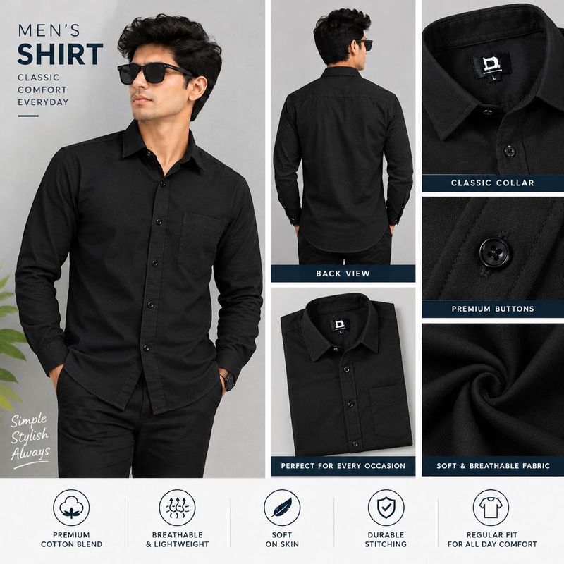 Classic Black Men's Shirt