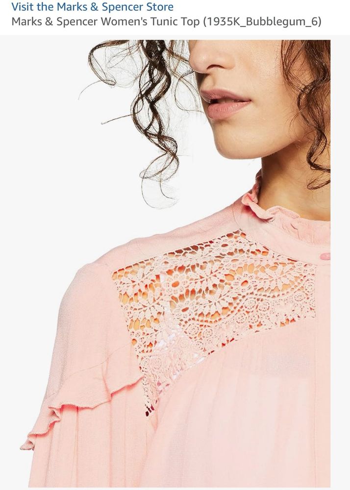Marks &amp; Spencer Pink Lace Tunic Top