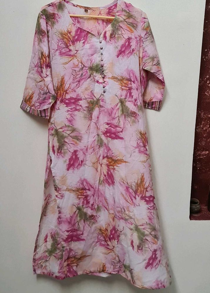 Pretty Pink Floral Print Kurta