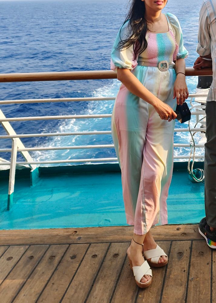 Beautiful Back Design Multicolour Jumpsuit