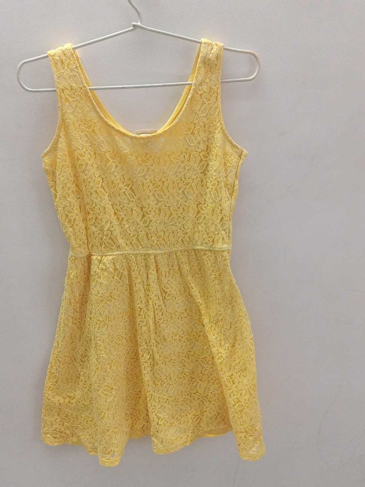 Yellow Lace Mini Dress