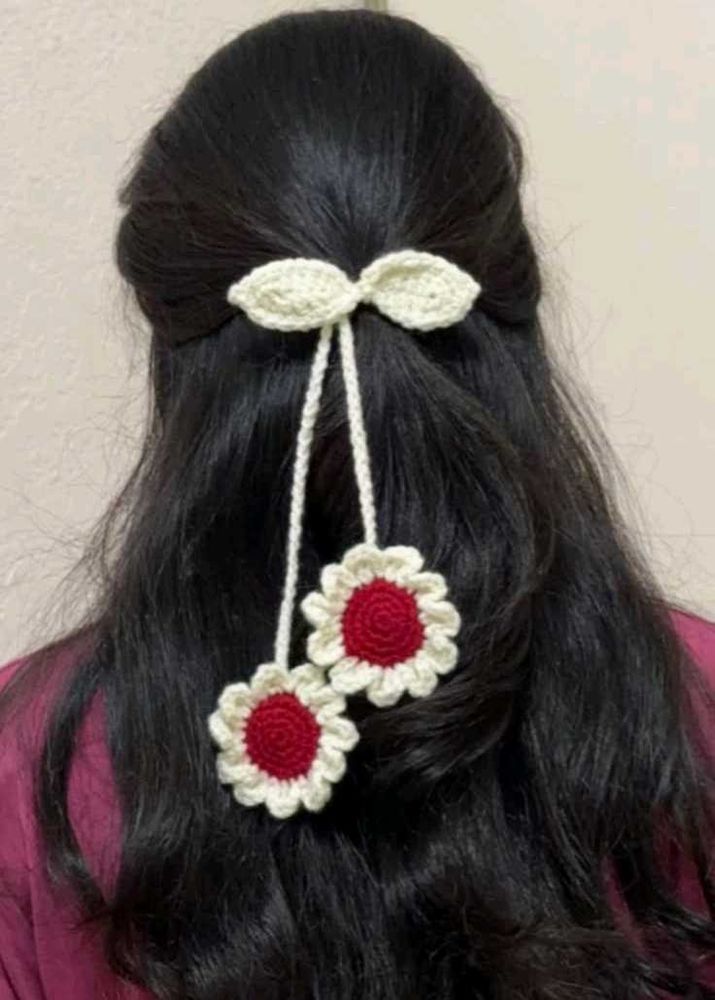 Handmade Crochet Hair Clip with Flowers