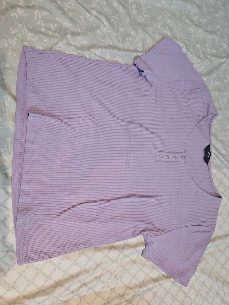 Ribbed Lavender Henley Top