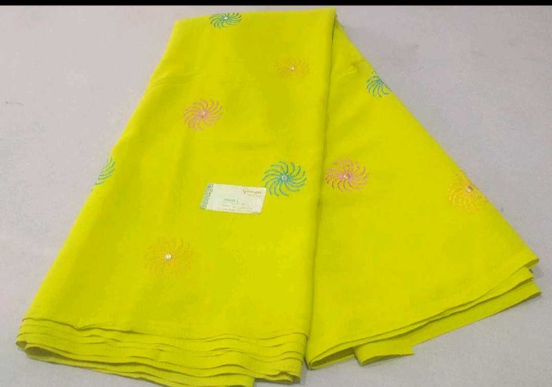 Vibrant Lime green Embroidered Saree
