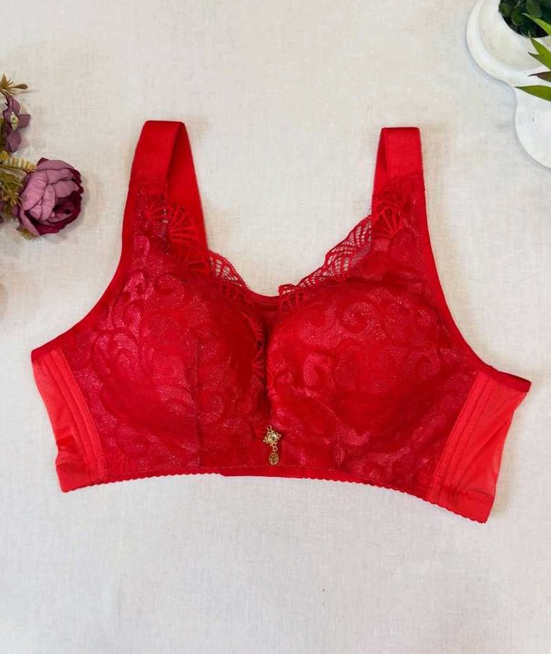 Elegant Red Lace Bra