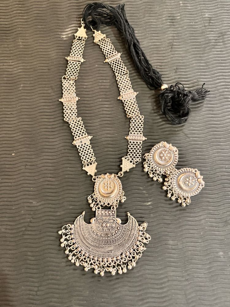 Oxidized Silver Necklace &amp; Earrings Set